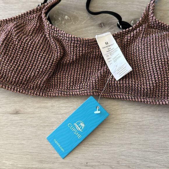 Cupshe Rib Scoop Neck Top & Hipster Bikini Set Mineral Wash M NWT IN PACKAGE - Picture 8 of 16